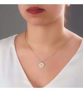 925k Gümüş Papatya Kolye