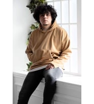 KAPŞONLU OVERSİZE POLAR ERKEK SWEATSHİRT (Camel)