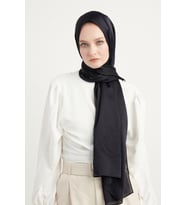 Şaless Tesettür Kadın Janjanlı Krinkıl Abiye Şal-siyah- 70x190cm (Koyu Lacivert)