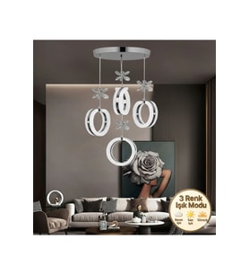 Modern 4'lü Krom LED Işıklı Salon, Mutfak ve Oturma Odası Yemek Masası