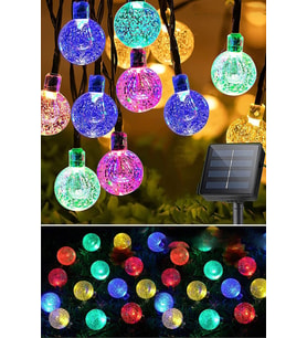 50 Led 7 Metre Kristal Renkli Güneş Enerjili Led Işık Solar Bahçe Balkon Ağaç Lambası Aydınlatması