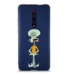 Xiaomi Mi 9T Soft Premier Kapak Squidward Dokunaç Tasarımlı Silikon Kılıf - Lacivert (Şeffaf)