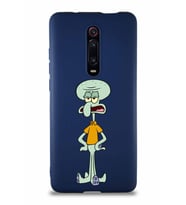 Xiaomi Mi 9T Soft Premier Kapak Squidward Dokunaç Tasarımlı Silikon Kılıf - Lacivert (Şeffaf)