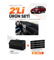 e-biz FIAT ALBEA (1999-2005) Uyumlu Torpido Örtüsü + Deri Bagaj Çantası Seti - Siyah - FI002