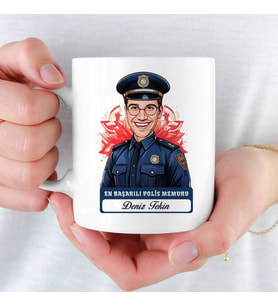 En Başarılı Erkek Polis Memuruna hediye Karikatürlü Kupa Bardak