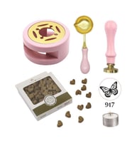 Davetiye Mum Mühürü Uygulama Seti Pembe Renk 917 Kelebek