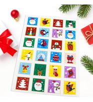 24 Adet Kare Yılbaşı Etiketi – 4x4 cm Noel Sticker Seti Kare Şekilli Yeni Yıl Hediye Paketleme Etiketleri, Advent Calendar, Renkli Noel Süsleme Stickerları