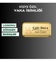 Yaka Kartı İsimlik Metal 1 Adet İğneli Logo Baskılı Premium Dikdörtgen (Gold)