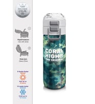 Coral High 500 ml Erkek Çocuk Pipetli Termos/Matara - Nefti Kamuflaj Desenli  - Çift Kullanım Özelliği