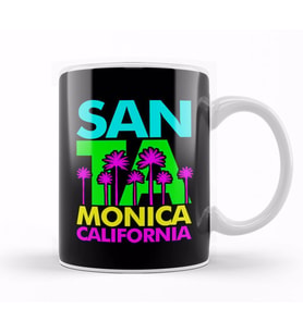 Santa Monica Bright Palm Trees Kupa Bardak Porselen