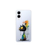 Samsung Galaxy S25 Edge ile Uyumlu Splash Kedi Tasarımlı Şeffaf Silikon Kılıf