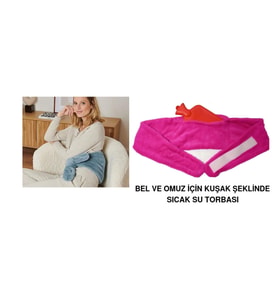 SICAK SU TORBASI BEL VE OMUZ ICIN KUSAK SEKLINDE PELUŞ PEMBE TERMOFOR 1500ML 160x22CM