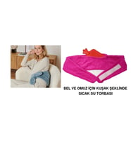 SICAK SU TORBASI BEL VE OMUZ ICIN KUSAK SEKLINDE PELUŞ PEMBE TERMOFOR 1500ML 160x22CM