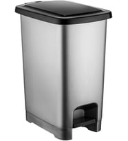 L İç Kovalı Slim Pedallı Çöp Kovası, Dar Alanlara Uygun İnce Tasarım Çöp Kutusu, Kapaklı Plastik Atık Kovası, Mutfak Banyo Ofis Kullanımı