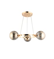 Gold 3 Lü Halka Füme Glop Camlı Modern Avize