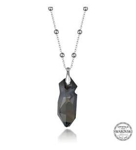 Crystal Taşlı  Top Zincir 925 Ayar Gümüş Kolye