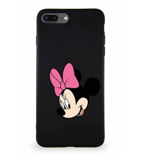 Apple iPhone 7 Plus Soft Premier Kapak Minnie Mouse-B Tasarımlı Silikon Kılıf - Siyah (Şeffaf)