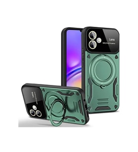 Durukar® Samsung Galaxy A06 Kılıf Joy Lens Standlı Kapak - Koyu Yeşil