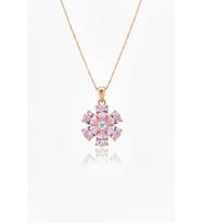 Pembe Taşlı Sevgi Çiçeği Gümüş Kolye - Rose