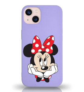 Apple iPhone 13 Mini  Lansman Kılıf Minnie Mouse Tasarımlı Altı Kapalı İçi Kadife Kaplı  Kapak (Şeffaf)