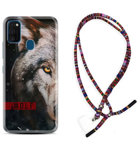 Samsung M21 M22 M23 M30 M31S M32 Kılıf Boyun Asklı Rasta Silikon Wolf Eyes 1758