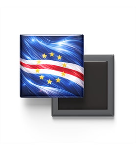Buzdolap Magnetleri - Cabo Verde Bayrağı ve Praia Posta Pulu Tema - 2'li Set Magneti