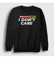 Presmono Unisex Beyaz Breaking News I Don't Care Sweatshirt 520461tt (Siyah)