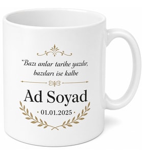 İsme ve Tarihe Özel Baskılı Kupa Bardak Tarih Damgalı Hatıra Hediye
