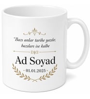 İsme ve Tarihe Özel Baskılı Kupa Bardak Tarih Damgalı Hatıra Hediye