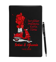 Sevgililer Gününe Özel Siyah Defter Kalem Seti 13