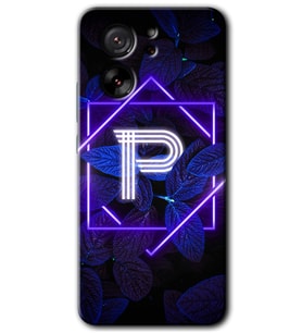 Xiaomi Mi 13T Kılıf HD Desen Baskılı Arka Kapak - Dark Neon Yaprak P Harfi