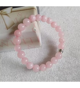 Pembe Kuvars Doğaltaş Bileklik