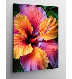 Kanvas Tablo Canlı Hibiskus Çiçek Sanatı