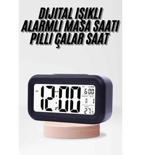 Dijital Işıklı Alarmlı Çalışma Masası Ekran Pilli Çalar Saat