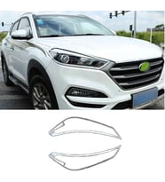 Hyundai Tucson Uyumlu 2015 2018 Ön Far Kaplama ABS Krom Parça