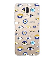 PrintiFy Huawei Mate 10 Lite ile Uyumlu 1mm Slim Fit Nazar Boncuğu 2 Baskılı Şeffaf  Kılıf