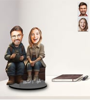 Kişiye Özel Sevgili Tasarımlı Karikatür İki Katmanlı Ahşap Biblo Model-33
