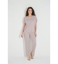 Kısa Kollu V Yakalı Dantelli Pijama Takımı 18486