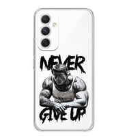 Samsung Galaxy A55 Uyumlu Arnold Fitness Never Give Up Desenli Şeffaf Telefon Kılıfı