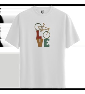 Love Cycle - %100 Pamuklu Erkek Beyaz Tişört - Premium Quality