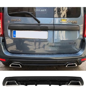 Dacia Logan Siyah Difüzör Çiftli Kare Egzoz Görünümlü D Tip Difizör