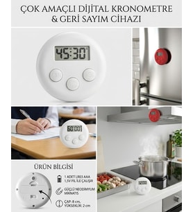 Manyetik Mutfak Saati , Spor, Ders Alarmlı , Geri Sayım Sayacı Ve Zamanlayıcı Saat