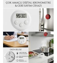 Manyetik Mutfak Saati , Spor, Ders Alarmlı , Geri Sayım Sayacı Ve Zamanlayıcı Saat