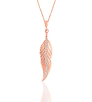 Söğütlü Silver Gümüş rose zirkon taşlı tüy kolye