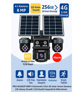 BALANDI PRO-8420GIP 8MP 4 KAMERALI 4G AOV E-SİM SOLAR KAMERA (HIEASY)