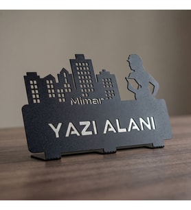 Kişiye Özel Mimar Metal Masa İsimliği İç Mimar Ofis Açılış Yeni İş Hediyesi