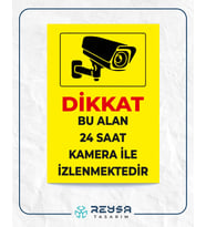 Dikkat bu alan 24 saat izlenmektedir 21x28 Arkası Sticker