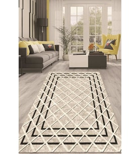 Dijital Kaymaz Taban Yıkanabilir Modern Renkli Salon Halısı Mutfak Halısı Yolluk ND-HT-833 (Bej)