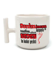 Benim Kocam Kargoyla Mı Teslim Edilecek Baskılı Beyaz Kulplu T Kupa