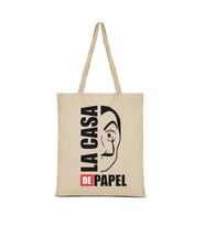 Asant La Casa De Papel Yazılı Baskılı Kanvas Kumaş Bez Çanta (Krem)